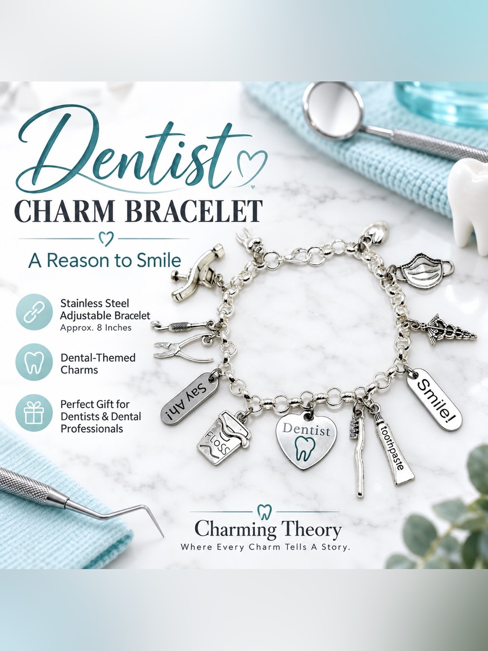 Dentist Charm Bracelet – Dental Professional Gift